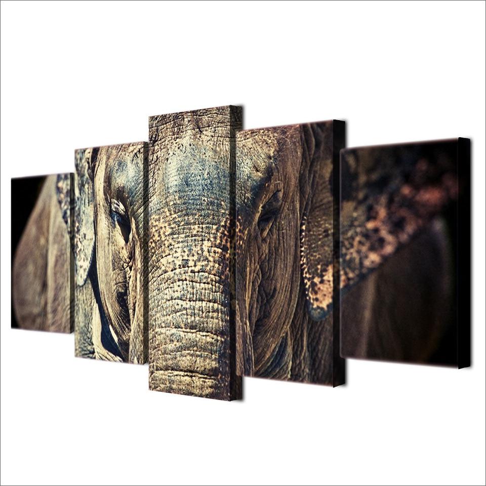 Elephant Close Up Face Trunk Ears – Animal Canvas Wall Art