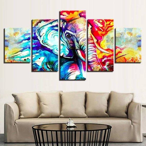 Elephant Colored – Abstract Animal Canvas Wall Art