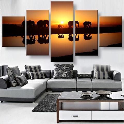 Elephant Crossing – Animal Canvas Wall Art