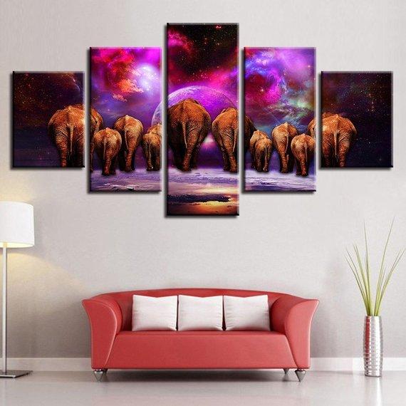 Elephant Family Elephant – Abstract Animal Canvas Wall Art