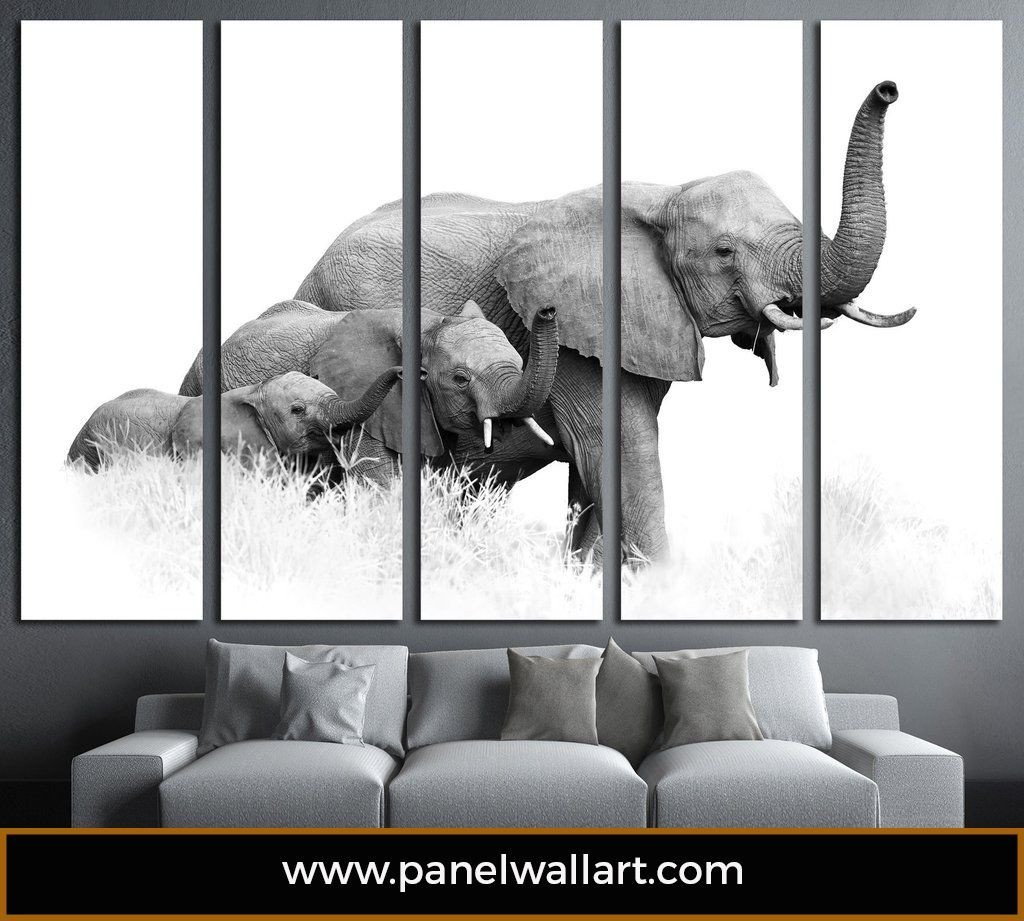 Elephant Family In The Wild – Animal Canvas Wall Art