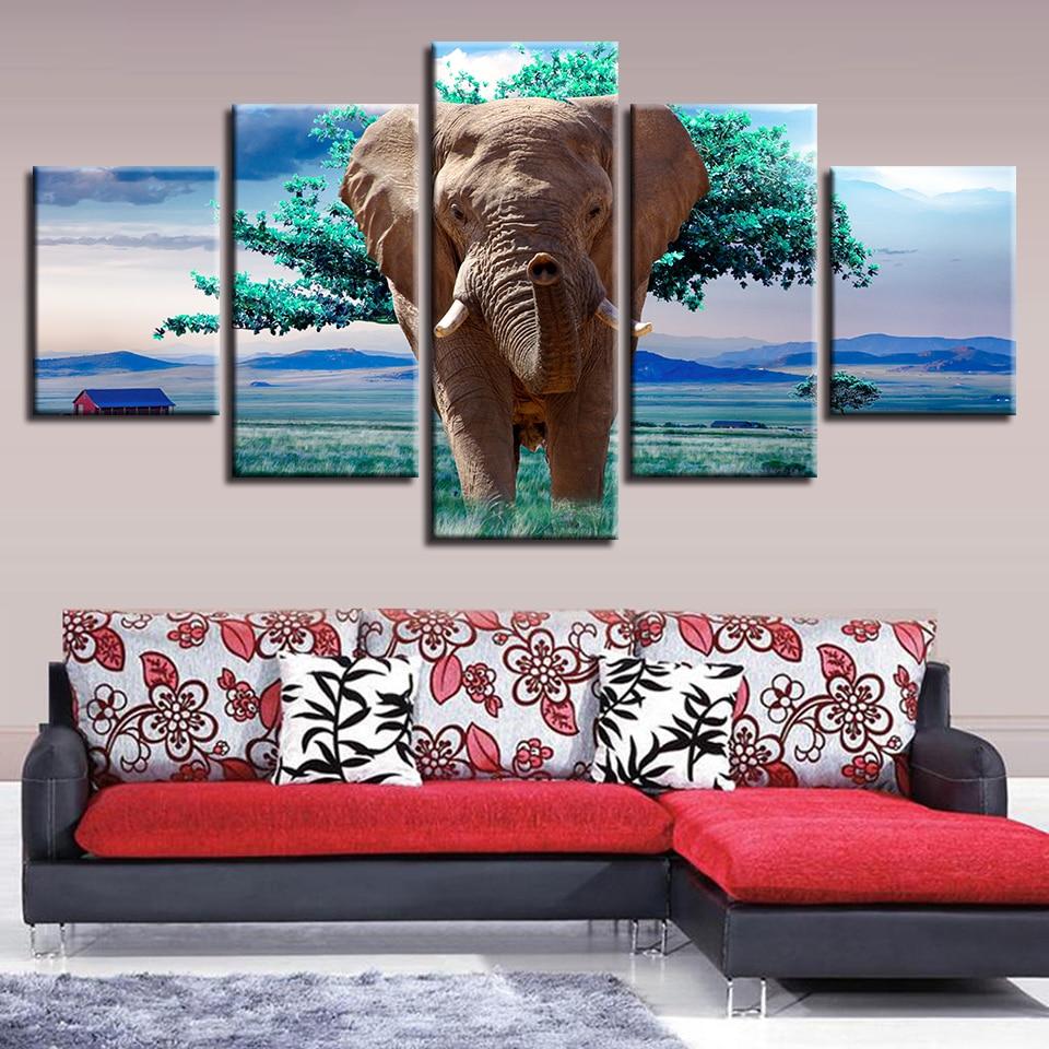 Elephant Green Trees – Animal Canvas Wall Art
