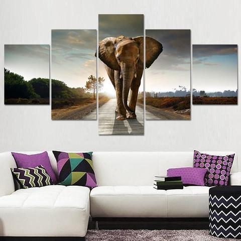 Elephant In Street – Animal Canvas Wall Art