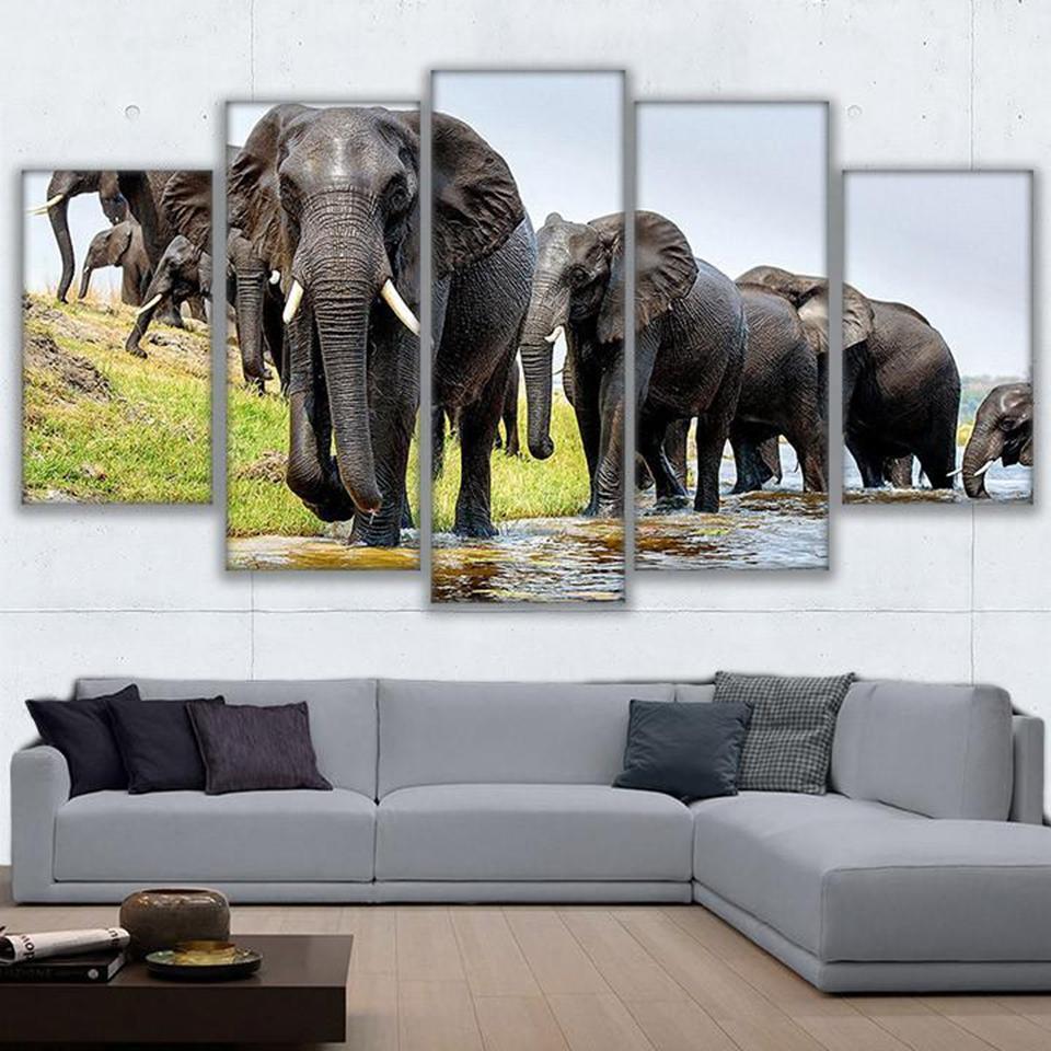 Elephant Parade 1 – Animal Canvas Wall Art