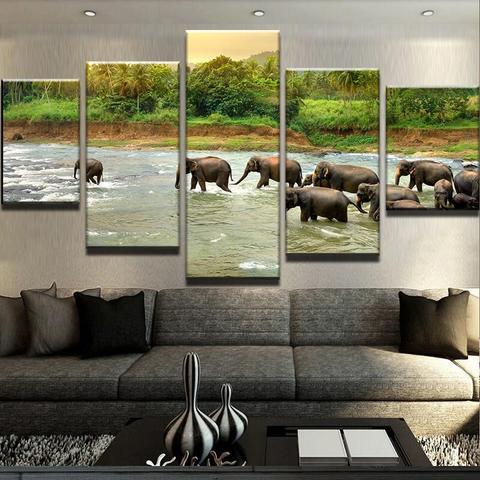 Elephant Riverwalk – Animal Canvas Wall Art