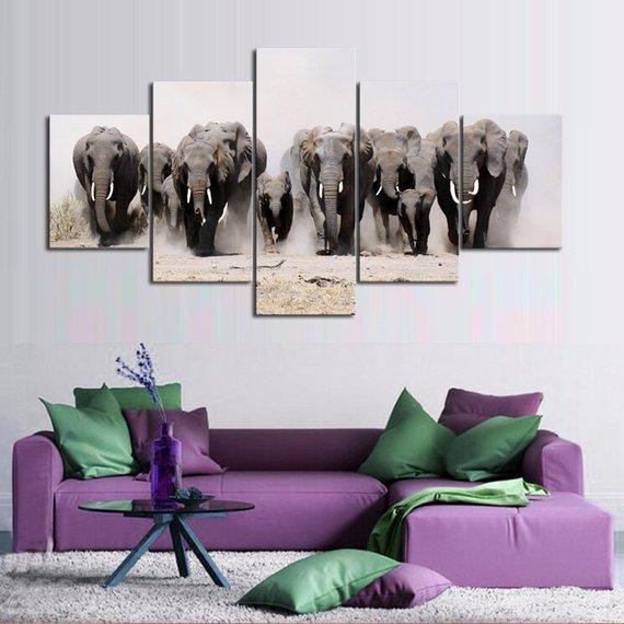 Elephant Rush – Animal Canvas Wall Art