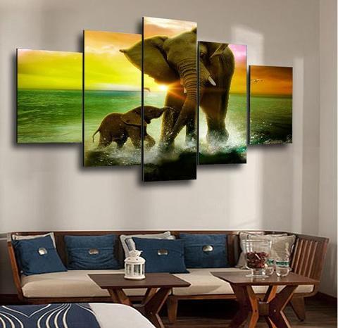 Elephant Sunrise – Animal Canvas Wall Art