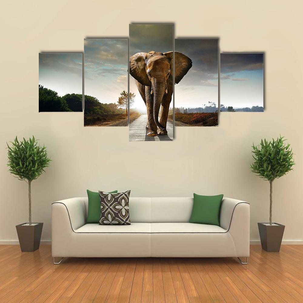 Elephant Walking – Animal Canvas Wall Art