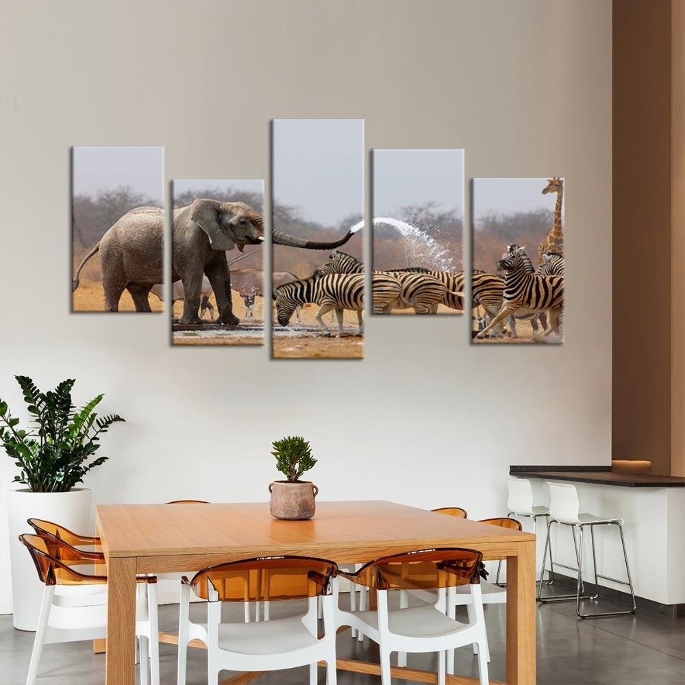 Elephant Zebra Giraffe – Animal Canvas Wall Art