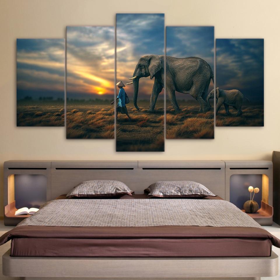 Elephants Sunset – Animal Canvas Wall Art