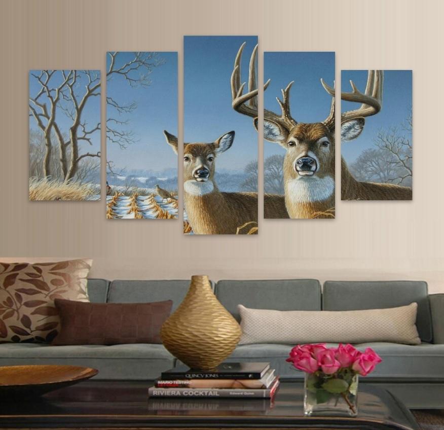 Elk In Forest Winter Fashion Deer – Animal Canvas Wall Art