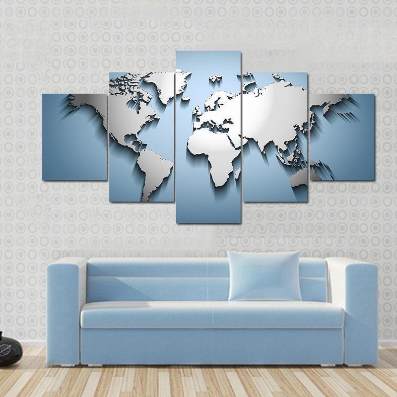 Embossed World Map – Abstract Canvas Wall Art