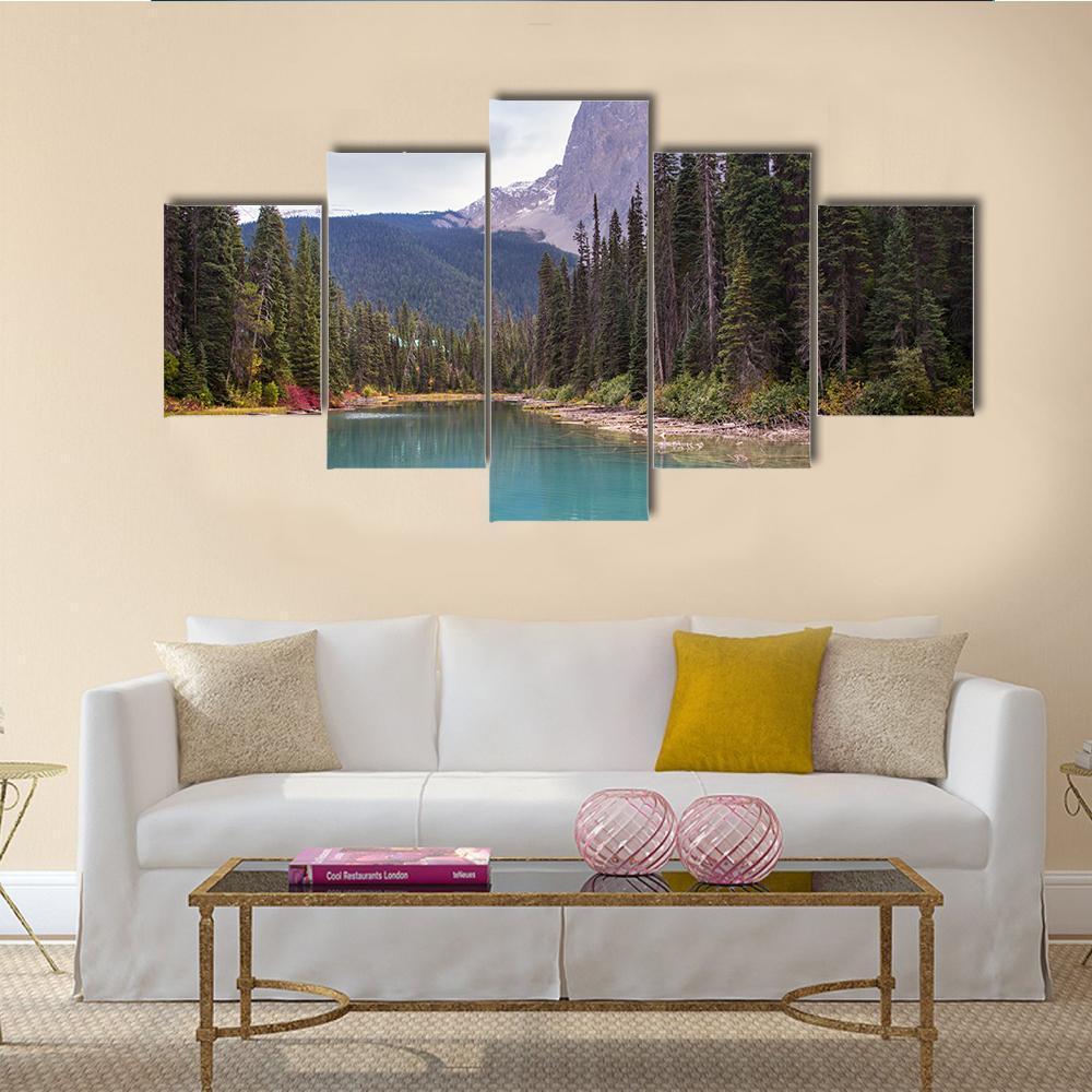 Emerald Lake With Mountain In Yoho National Park – Nature Canvas Wall Art