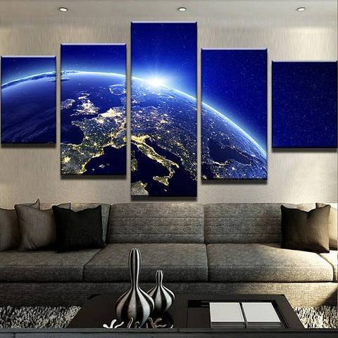 Europe Lights Galaxy – Space Canvas Wall Art