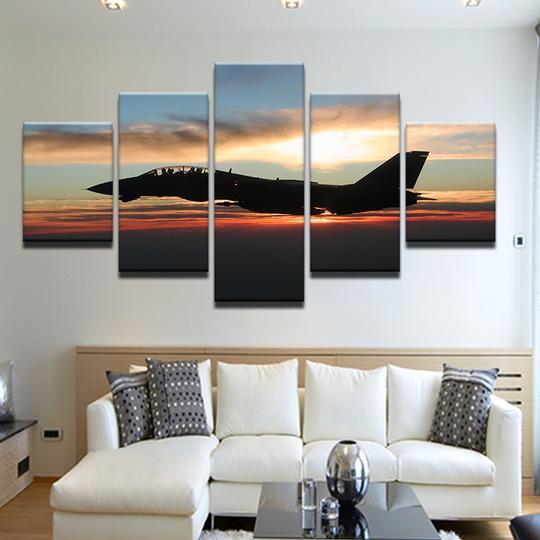 F-14 Tomcat Sunrise Silhouette – Aircraft Canvas Wall Art