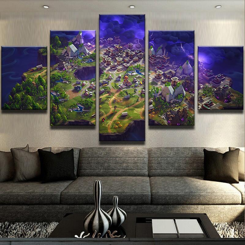 Fortnite Battle Royale Island Map Gaming Canvas Wall Art