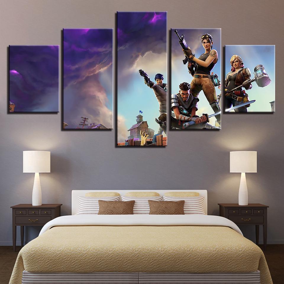 F0Rtnite Battle Royale Team Up Gaming Canvas Wall Art