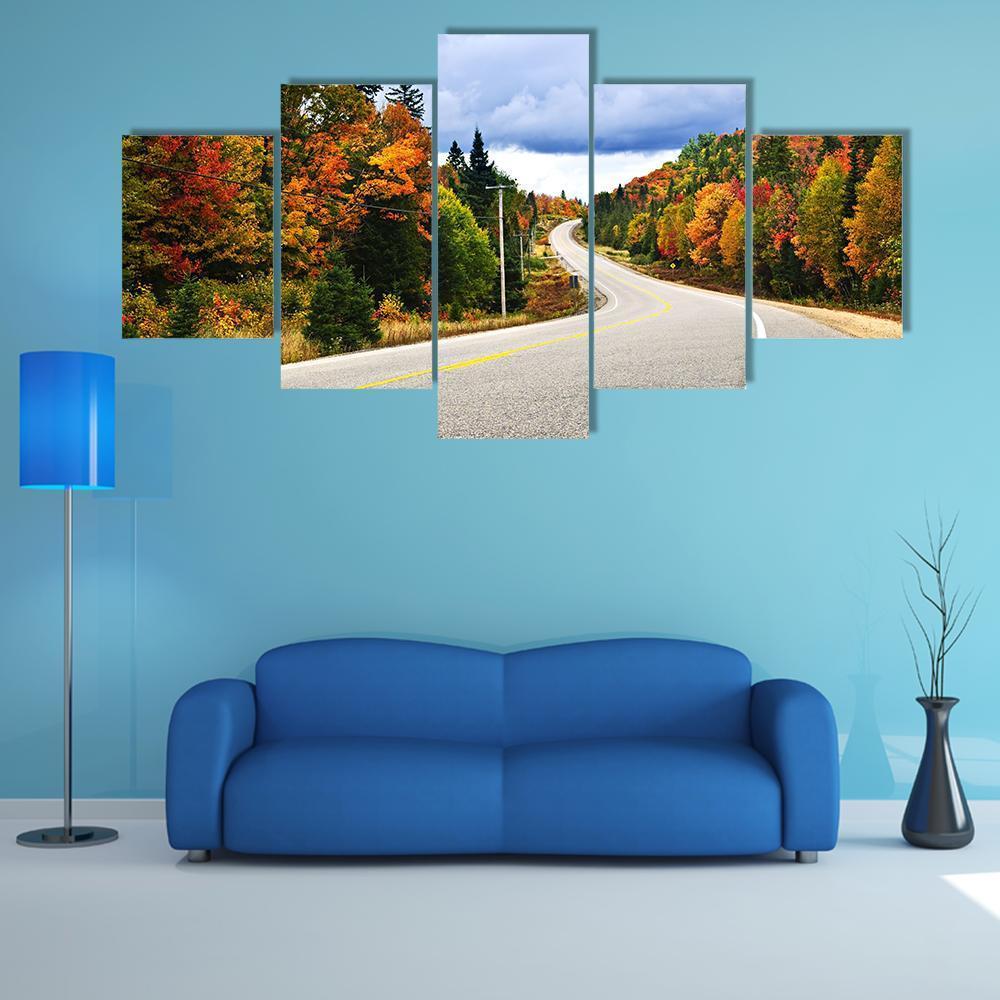 Fall Scenic Highway In Northern Ontario – Nature Canvas Wall Art