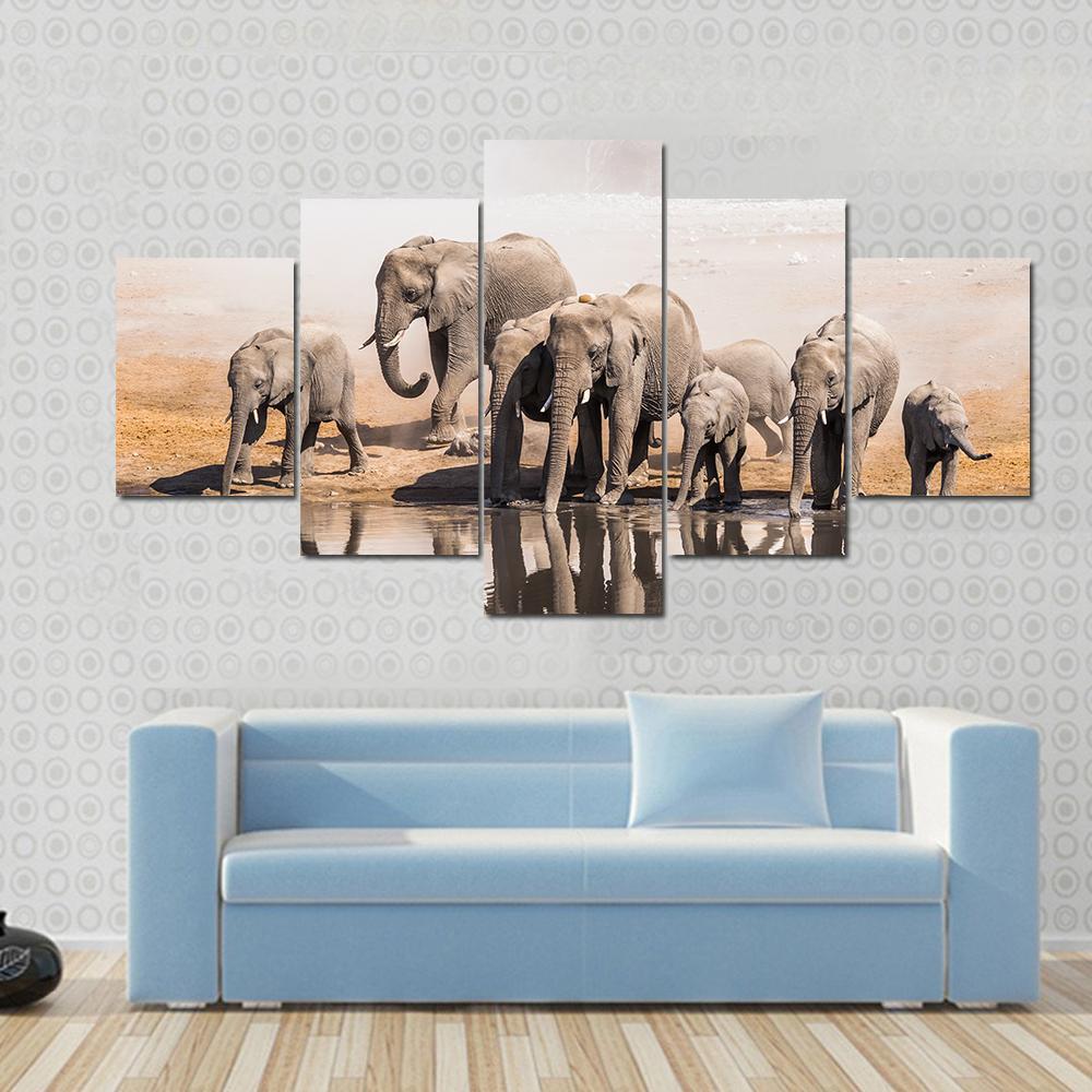 Family Of African Elephants – Animal Canvas Wall Art