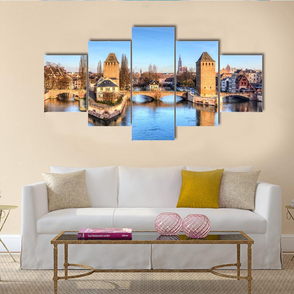 Famous Bridges Ponts Couverts In Strasbourg – Nature Canvas Wall Art