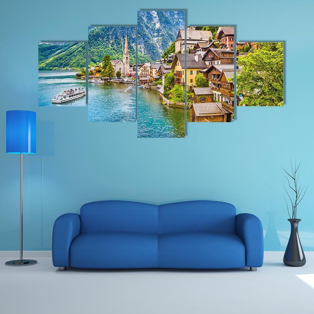 Famous Hallstatt Mountain Village With Lake Hallstatt – Nature Canvas Wall Art
