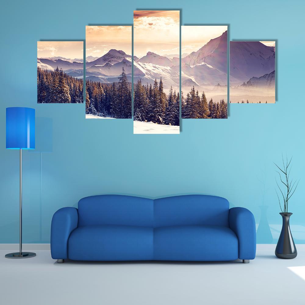 Fantastic Evening Winter Landscape – Nature Canvas Wall Art