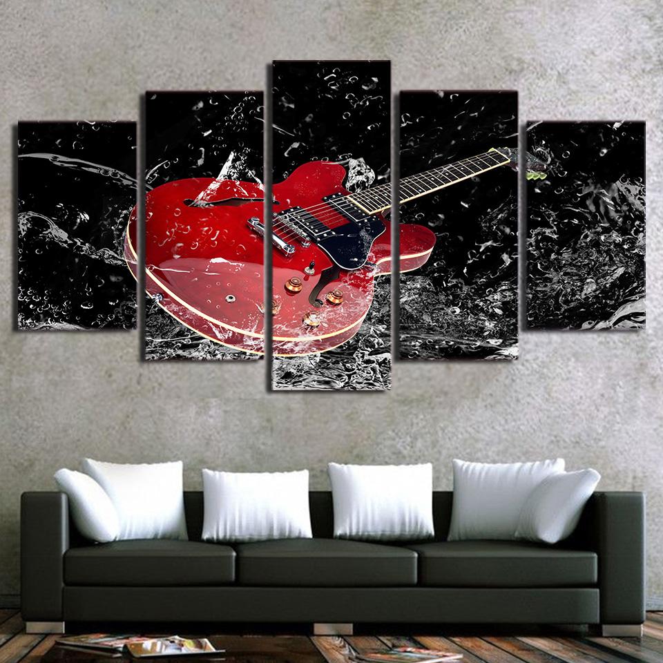 Fantastic Red Guitarpainting – Music Canvas Wall Art
