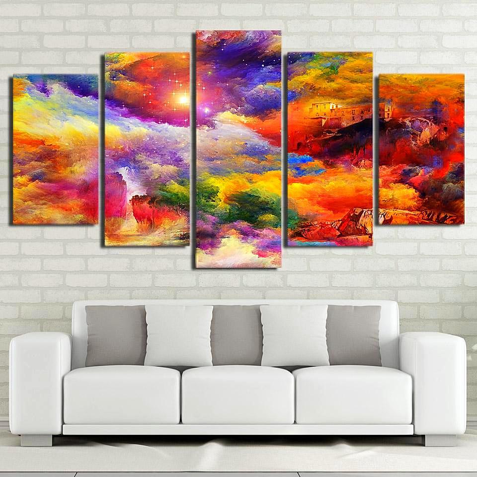 Fantasy Colorful Dream World Sky – Abstract Canvas Wall Art