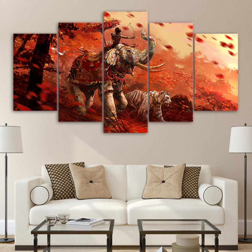 Far Cry 4 Forest Game Elephant Tiger – Animal Canvas Wall Art
