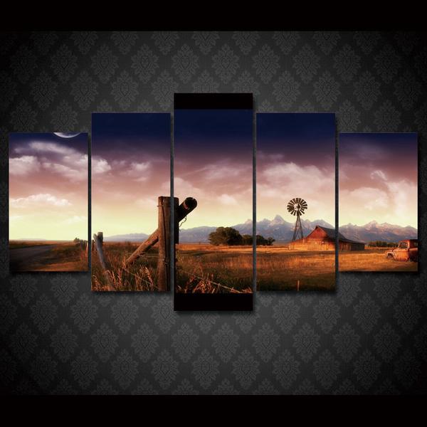 Farm Windmill Landscape – Nature Canvas Wall Art