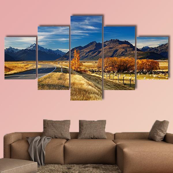 Farmland With Mount Cook – Nature Canvas Wall Art