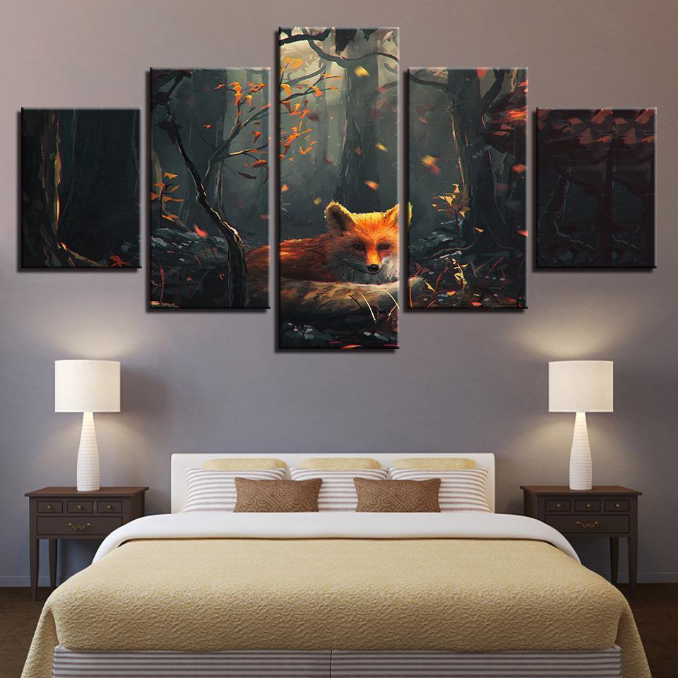 Fashion Forest Animal Fox Abstract Animal – Canvas Wall Art