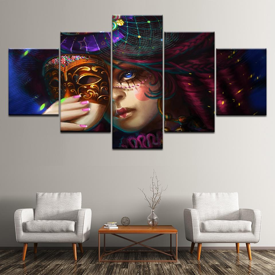 Fashion Girl Mask Nordic – Abstract Canvas Wall Art