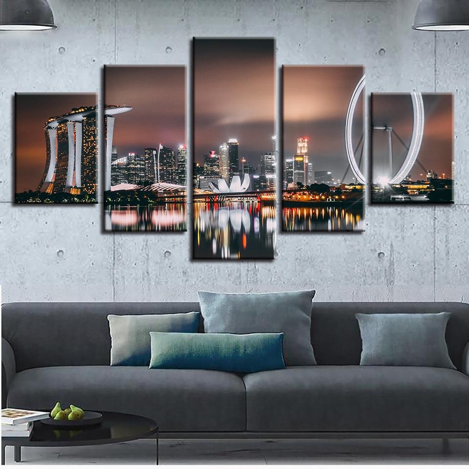 Ferris Wheel City Night – Nature Canvas Wall Art