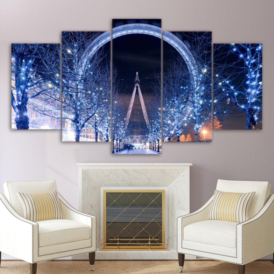 Ferris Wheel London City Night – Nature Canvas Wall Art