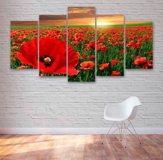Field Of Poppies – Nature Canvas Wall Art