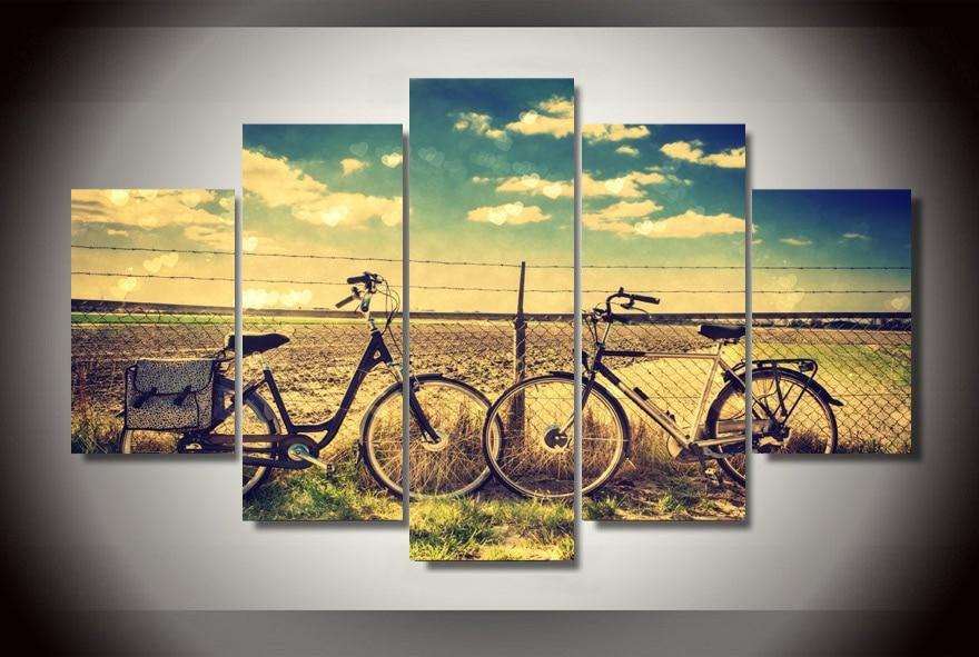 Field Retro Bike 1 – Nature Canvas Wall Art