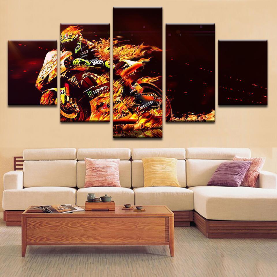 Fiery Motorbike 1 – Abstract Automative Canvas Wall Art