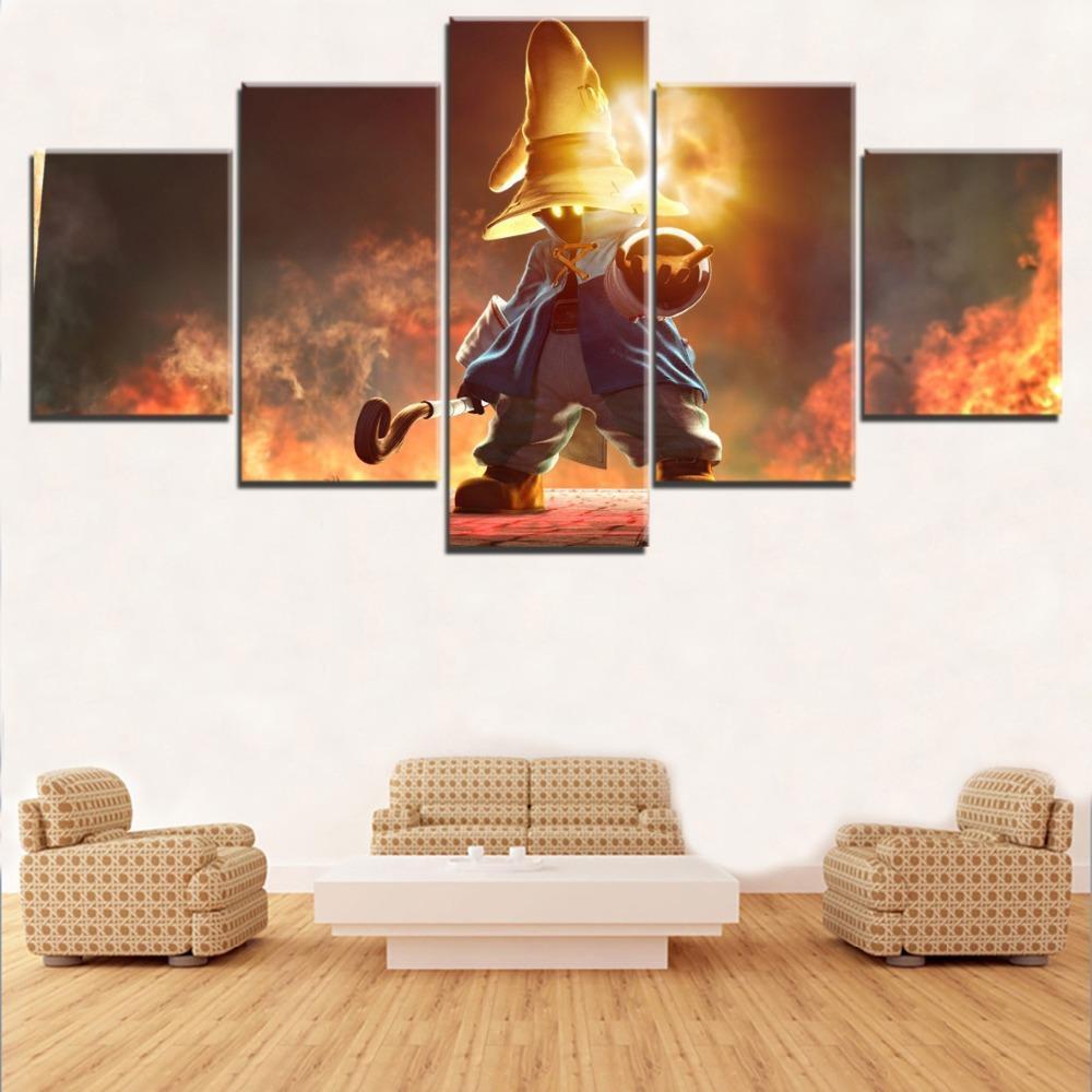 Final Fantasy Xiv Black Mage Fire Gaming Canvas Wall Art