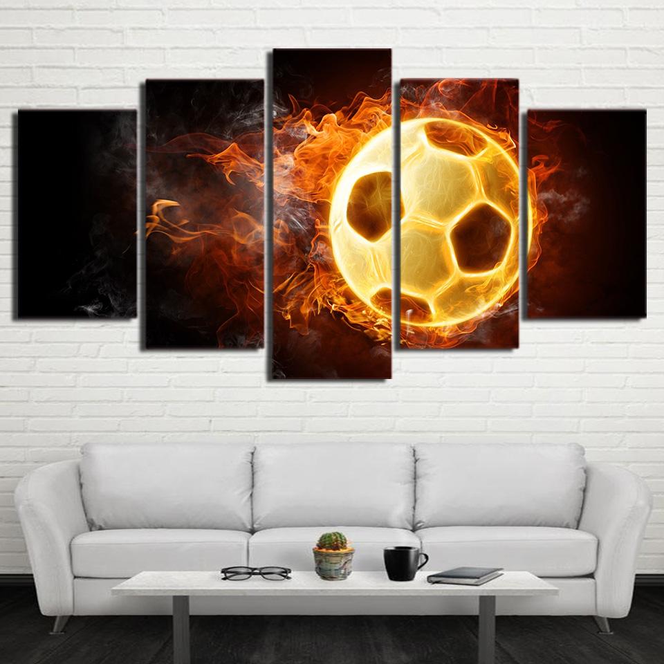 Fire And Football – Sport Canvas Wall Art