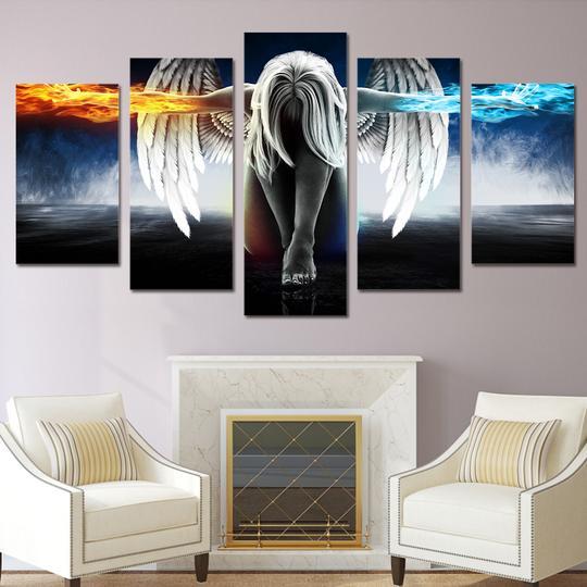 Fire And Ice Angel – Cartoon Canvas Wall Art