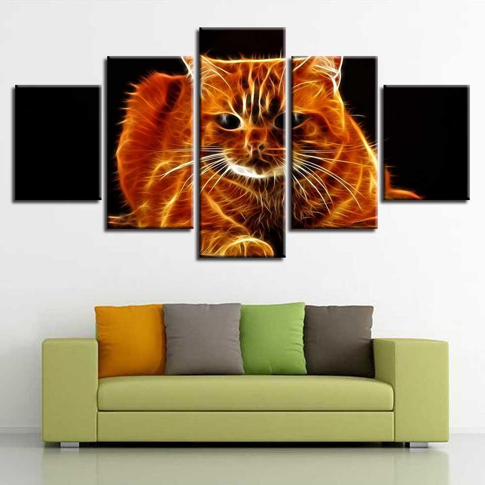 Fire Cat – Abstract Animal Canvas Wall Art