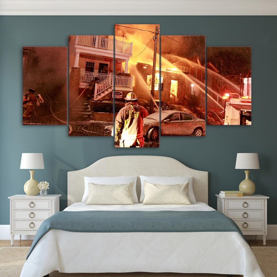 Fire Fighting Burning Saving – Career Canvas Wall Art