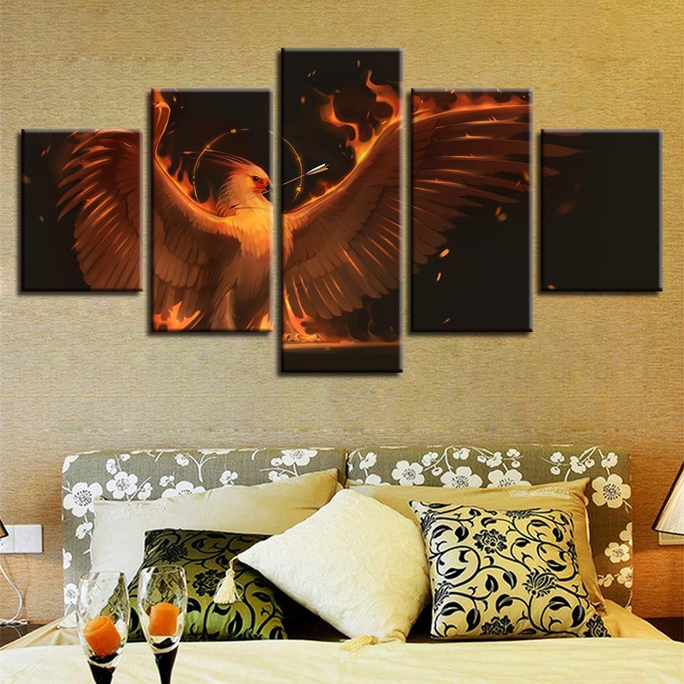 Fire Finches Spread Wings – Animal Canvas Wall Art