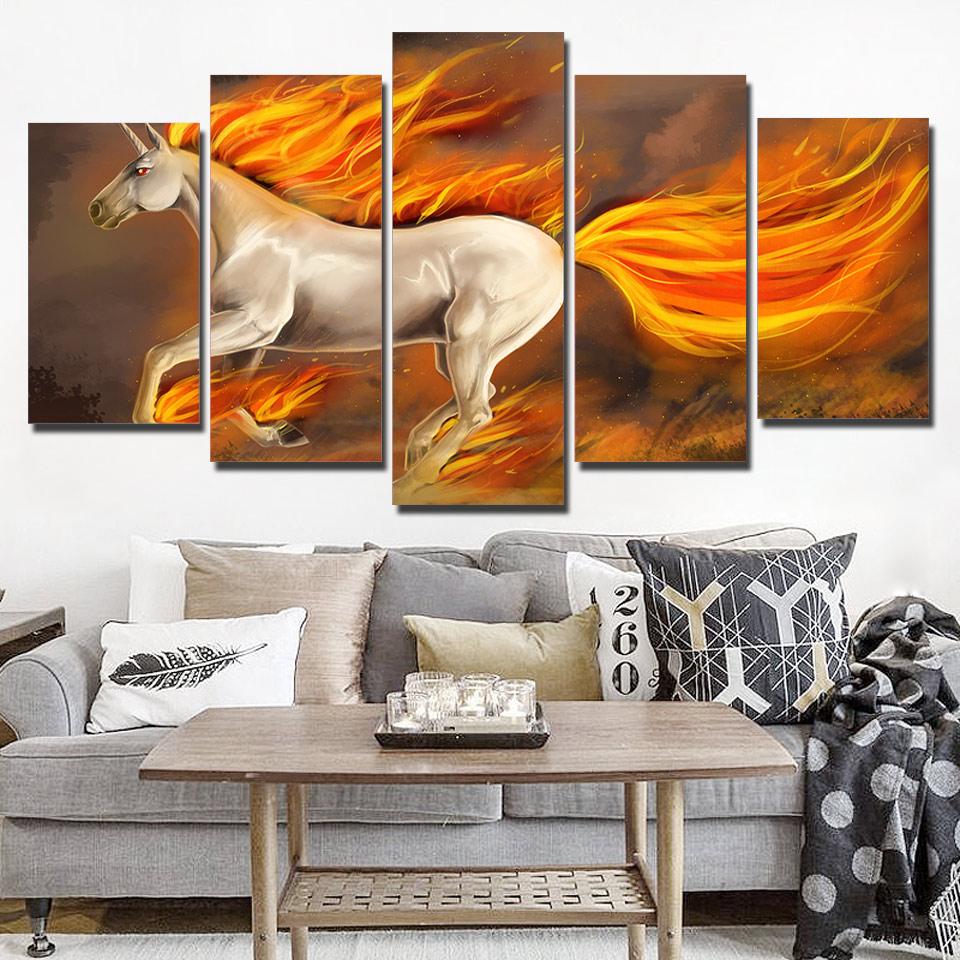 Fire Horse Animals – Abstract Animal Canvas Wall Art