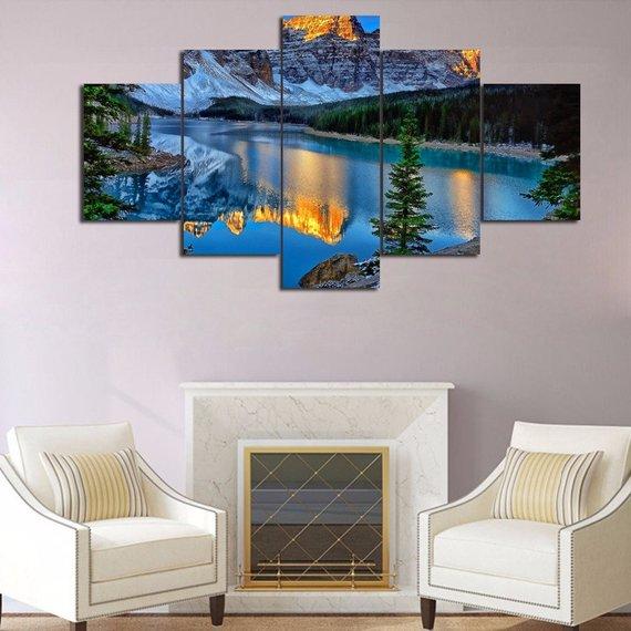 Fire Mountain Lake 01 – Nature Canvas Wall Art