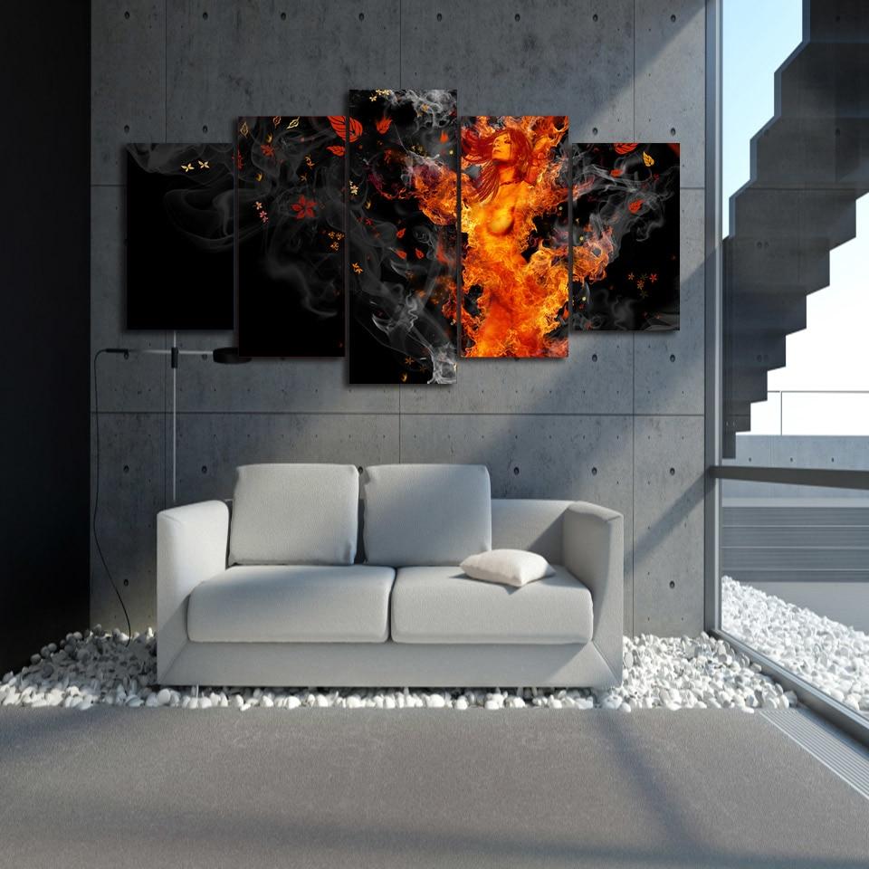 Fire Naked Girl – Abstract Canvas Wall Art