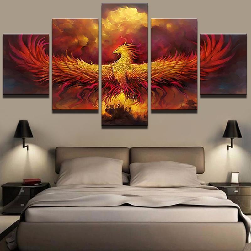Fire Phoenix Abstract Animal – Canvas Wall Art