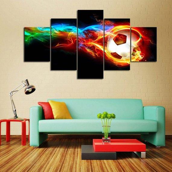 Fire Soccer Ball – Sport Canvas Wall Art