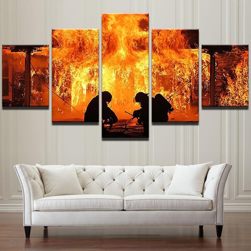Firefighters Battle – Career Canvas Wall Art